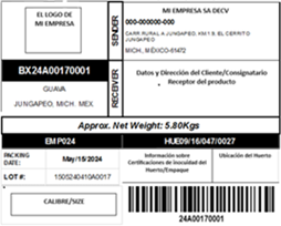 Etiqueta de caja interna