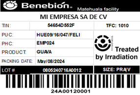 Etiqueta de caja irradiada